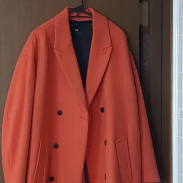 HARE 오렌지 더블 브레스트 체스터 코트