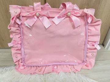 프릴 리본 포함 이타백 핑크 A4