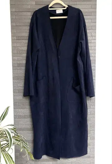[ MANSART ] 노카라 롱 코트 네이비 M
