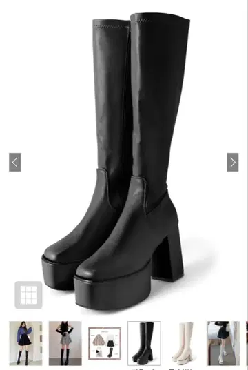 블랙 플랫폼 힐 롱 부츠