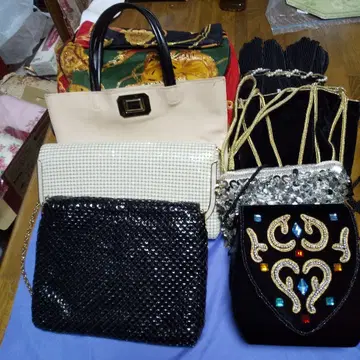 핸드백 8종 세트, 다양한 색상, 체크 무늬, 비즈 장식