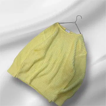 빅 사이즈 INED 울 블렌드 니트 컬러 니트 레몬 컬러 워셔블