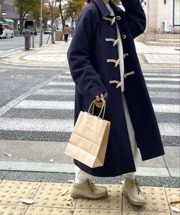 캐널진 네이비 더플 코트 롱 코트
