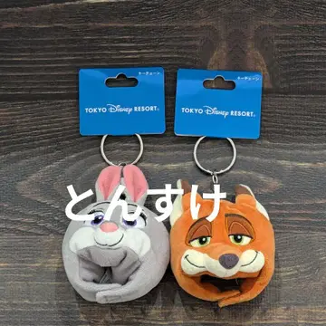 택 포함 새상품 주토피아 닉 주디 팬캡 키체인