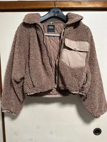 ZARA 보아 플리스 자켓 스모키 핑크