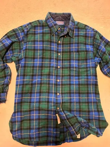 Pendleton 울 체크 무늬 플란넬 셔츠 70s