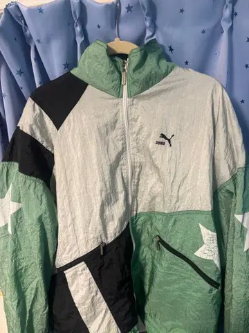 90s PUMA 나일론 자켓 XXL 그린/블랙