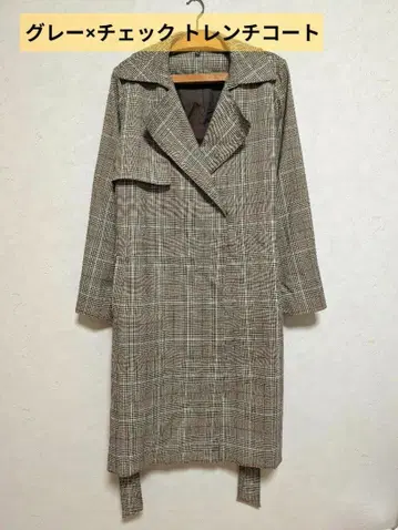 AUNT MARIE'S 체크 무늬 트렌치코트 롱 앤트마리스