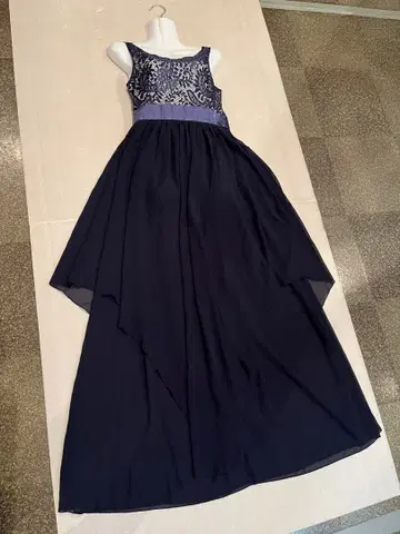 새상품급 연주회/2차 모임/파티/무대/컬러 네이비+레이스 쉬폰 롱