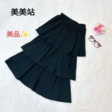 [새상품급] 티어드 프릴 롱 스커트 고급 깔끔한 성숙/러블리 블랙 A라인