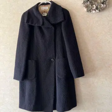 SCAPA 안감이 멋진 다크 네이비 롱 코트 알파카 혼방