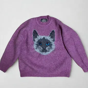 mmts 고양이 자수 스웨터 핑크 마미타스