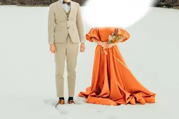 [ 급하게 사전 촬영하고 싶은 분 ] 오렌지 웨딩 드레스 턱시도 풀세트