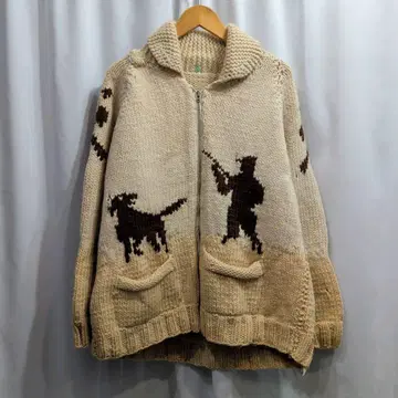 빈티지 야생 조류 개 사냥 숄카라 카우친 스웨터
