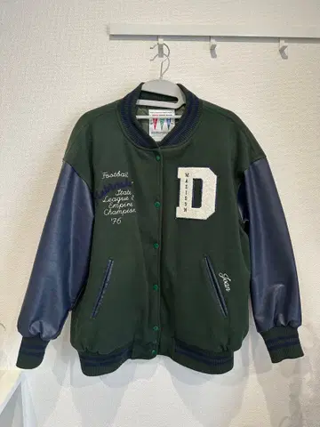 RODEO CROWNS 바시티 자켓 다크 그린 네이비 자수