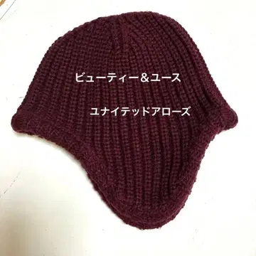 뷰티 앤 유스 버건디 니트 모자
