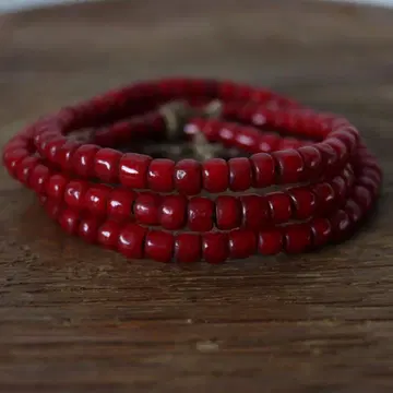 레어!! 화이트하츠 올드 비즈 약 7mm 한 줄 진한 빨강 피빨강