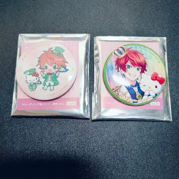 컬러풀 피치 산리오 스이파라 콜라보 쟈파파 씨 키티 캔뱃지 2개 세트