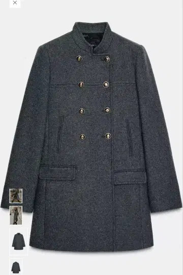 [ 한정 판매 ] ZARA 울 더블 브레스트 코트 그레이
