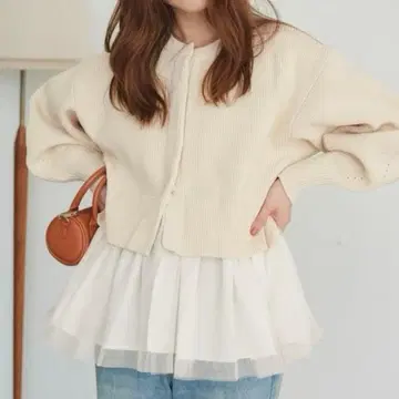 titivate 페플럼 레이어드 니트 가디건