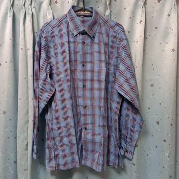 긴자 타야 체크 무늬 버튼 다운 긴팔 셔츠