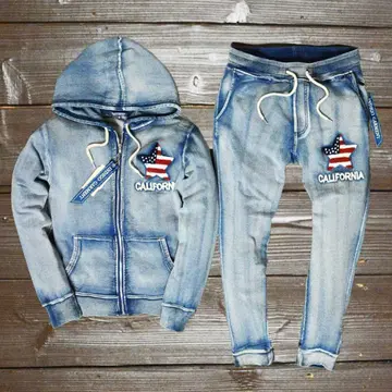 사가라 성조기 컷 데님 셋업 파랑 XL 상하의 SET 룸웨어