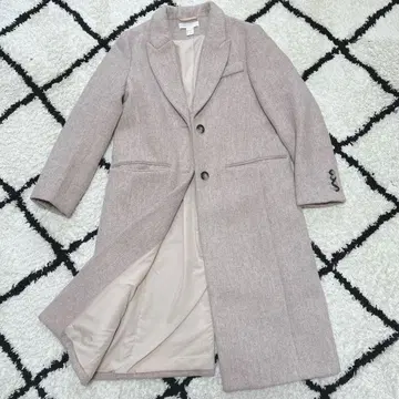 H&M 체스터 코트 핑크 베이지