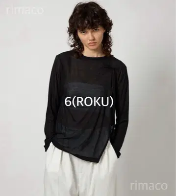 6(ROKU) 폴리에스테르 코튼 하이 게이지 턱 크루넥 티셔츠