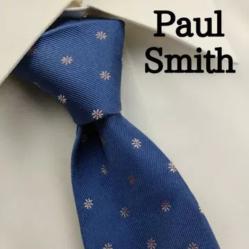 폴스미스 고급 실크 넥타이 올 패턴 블루 그레이