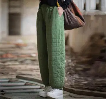 퀼팅 팬츠 여성용 하의 방한 대책 허리밴딩