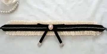 허리띠 오비 장식 천 샴페인 골드 프릴 큐빅 벨벳 리본