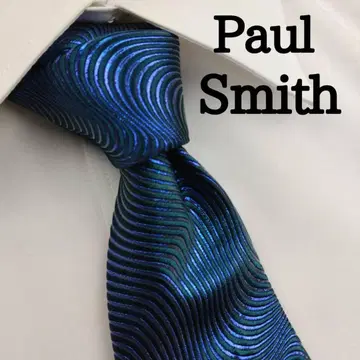 폴스미스 고급 실크 넥타이 올 패턴 로얄 블루