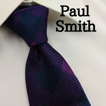 폴스미스 고급 실크 넥타이 체크 무늬 퍼플