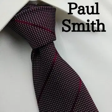 폴스미스 고급 실크 넥타이 스트라이프 패턴 다크 브라운