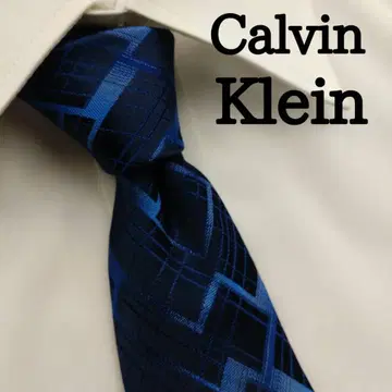 캘빈클라인 고급 실크 넥타이 올 패턴 네이비