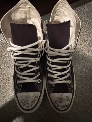 Converse 블랙 하이컷 스니커즈 커스텀