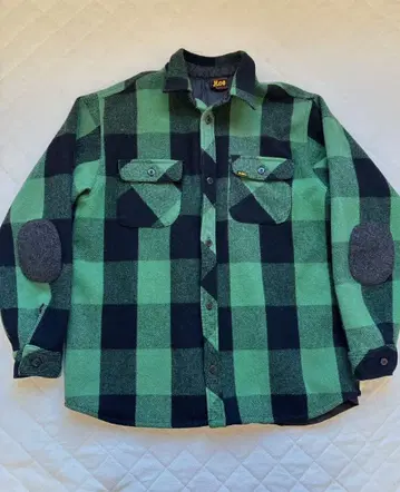 MOE 버팔로 자켓 플란넬 셔츠 블록 그린 x 블랙