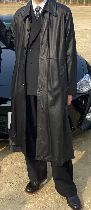 [ Unknown ] Vintage leather long coat