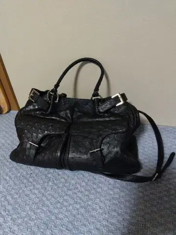 블랙 가죽 보스턴 백