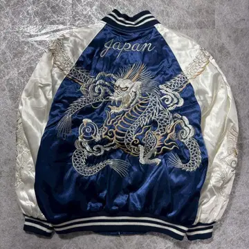 한 점뿐인 용 자수 스카잔 네이비 일본제 일본풍 패턴 퀼팅 레드