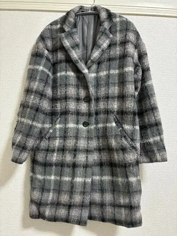 Heather/체크 샤기 코트