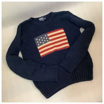 폴로 랄프 로렌 크루넥 스웨터 미국 국기 네이비