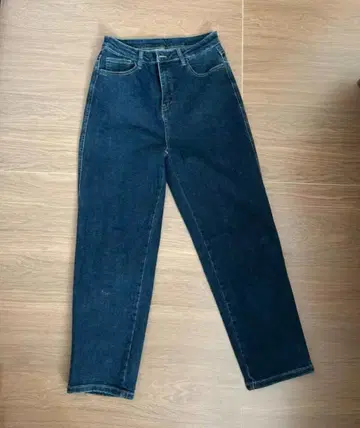 다크 블루 하이웨스트 스트레이트 청바지