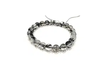 투명과 블랙 천연 수정 팔찌