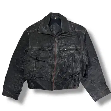 90s 유로 빈티지 가죽 자켓 짧은 기장 천연 가죽 디자인 라이더