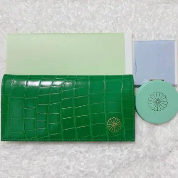 황궁 한정판 악어 엠보싱 장지갑 컴팩트 거울 그린