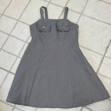 체크 무늬 슬리브리스 미니 원피스