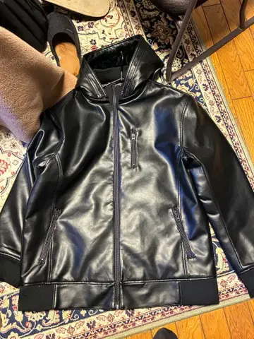 인조 가죽 후디드 보아 안감 자켓