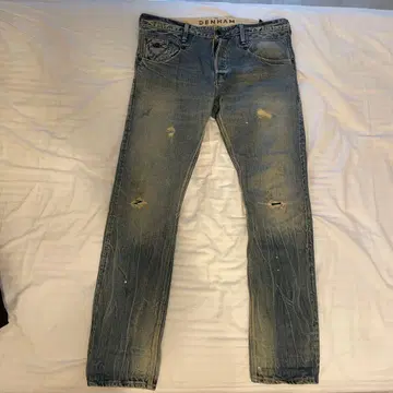 DENHAM 덴함 데미지 가공 라이트 블루 청바지
