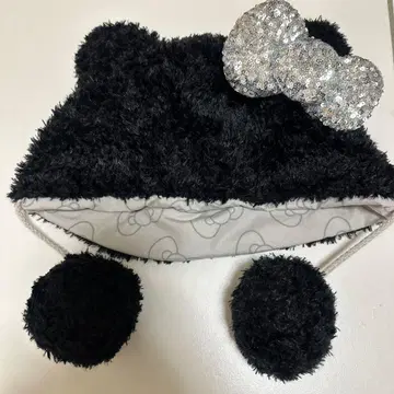 USJ 리본 포함 블랙 퍼 햇 키티